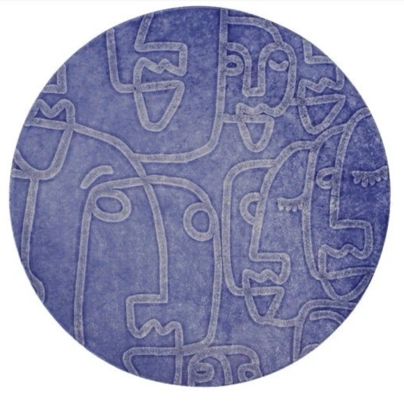 Viva by Vietri Moda Blue Faces Round Platter 12 Inch. NEW